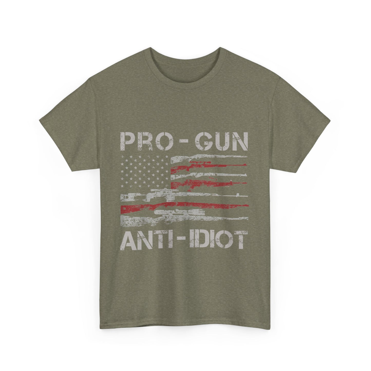 Pro-Gun, Anti-Idiot, Casual Wear, Freedom Apparel, Gift for Gun Enthusiasts, Patriotic T-Shirt, Unisex Heavy Cotton Tee