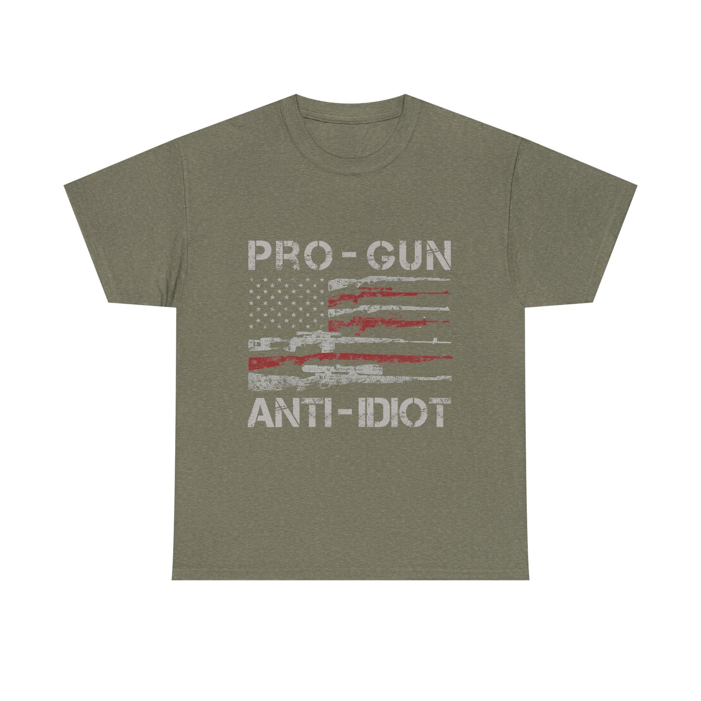 Pro-Gun, Anti-Idiot, Casual Wear, Freedom Apparel, Gift for Gun Enthusiasts, Patriotic T-Shirt, Unisex Heavy Cotton Tee