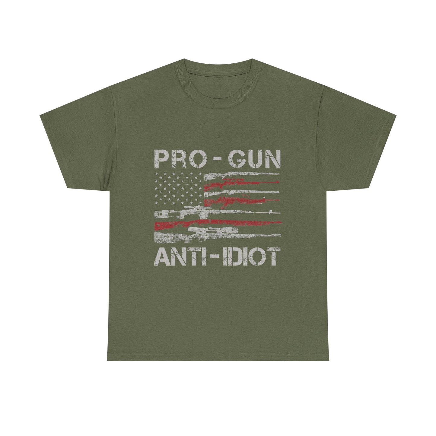 Pro-Gun, Anti-Idiot, Casual Wear, Freedom Apparel, Gift for Gun Enthusiasts, Patriotic T-Shirt, Unisex Heavy Cotton Tee