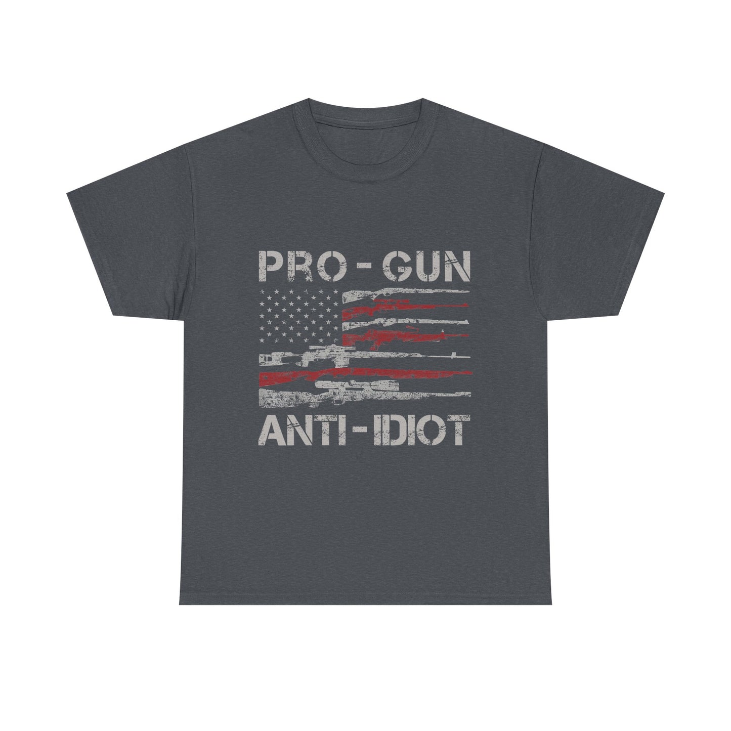 Pro-Gun, Anti-Idiot, Casual Wear, Freedom Apparel, Gift for Gun Enthusiasts, Patriotic T-Shirt, Unisex Heavy Cotton Tee