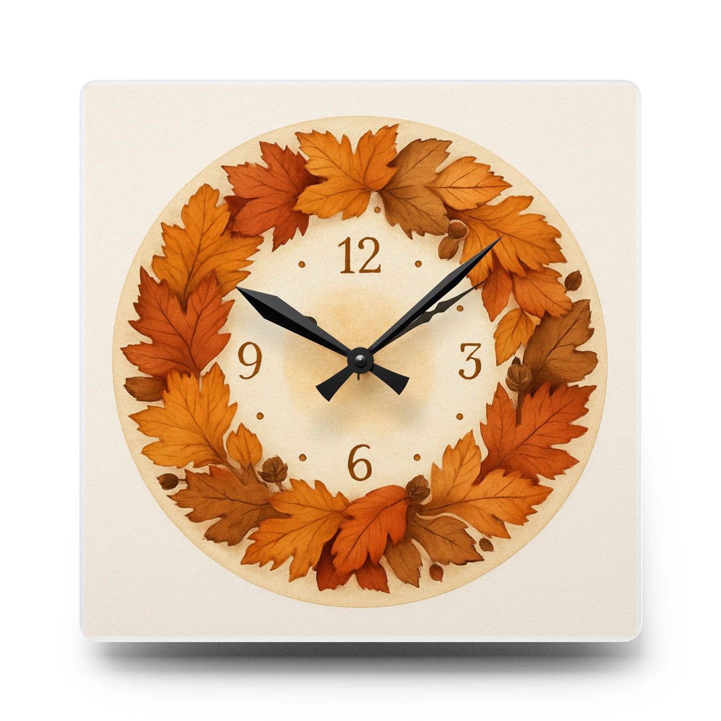 Autumn Leaves Acrylic Wall Clock - Perfect for Home Decor, Fall Gift, Seasonal Accent, Modern Design, Cozy Atmosphere