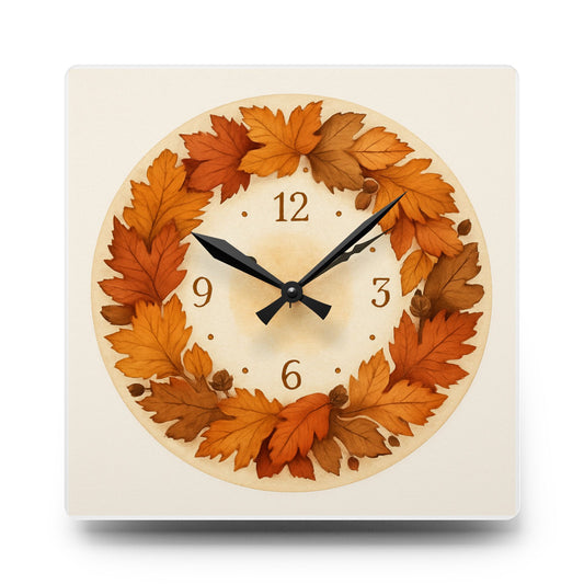 Autumn Leaves Acrylic Wall Clock - Perfect for Home Decor, Fall Gift, Seasonal Accent, Modern Design, Cozy Atmosphere