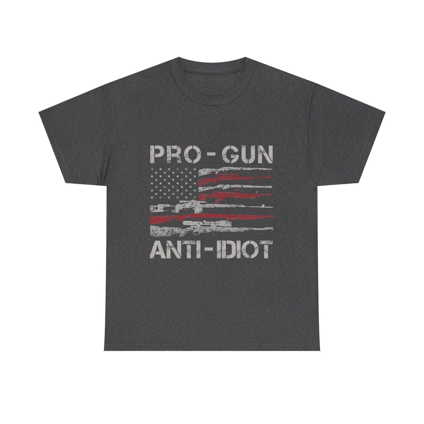 Pro-Gun, Anti-Idiot, Casual Wear, Freedom Apparel, Gift for Gun Enthusiasts, Patriotic T-Shirt, Unisex Heavy Cotton Tee