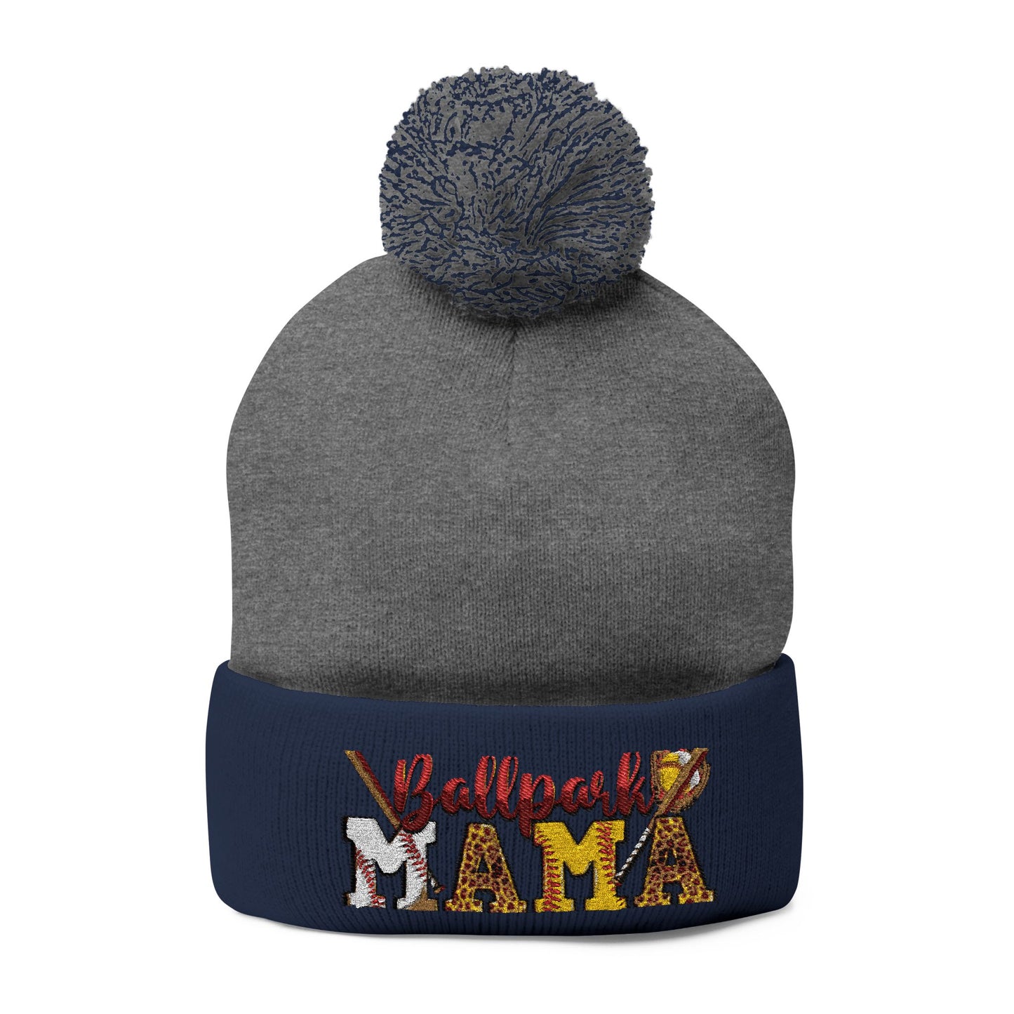 Embroidered 'Ballpark Mama' Pom Pom Knit Cap – Cozy Baseball Mom Beanie
