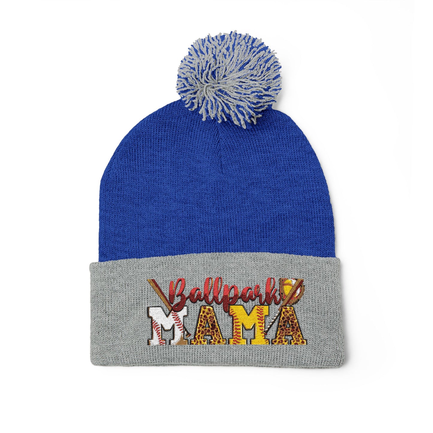 Embroidered 'Ballpark Mama' Pom Pom Knit Cap – Cozy Baseball Mom Beanie
