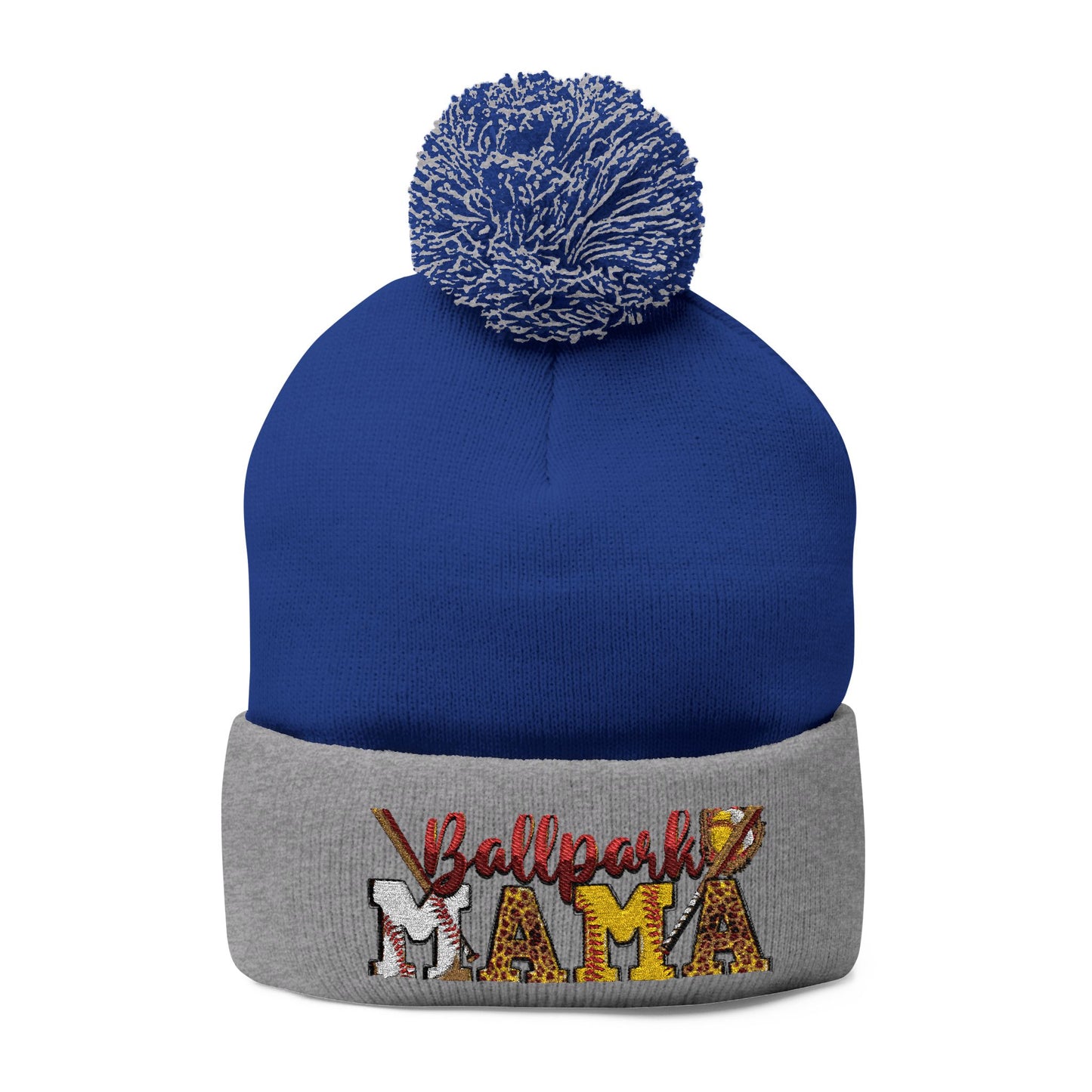 Embroidered 'Ballpark Mama' Pom Pom Knit Cap – Cozy Baseball Mom Beanie