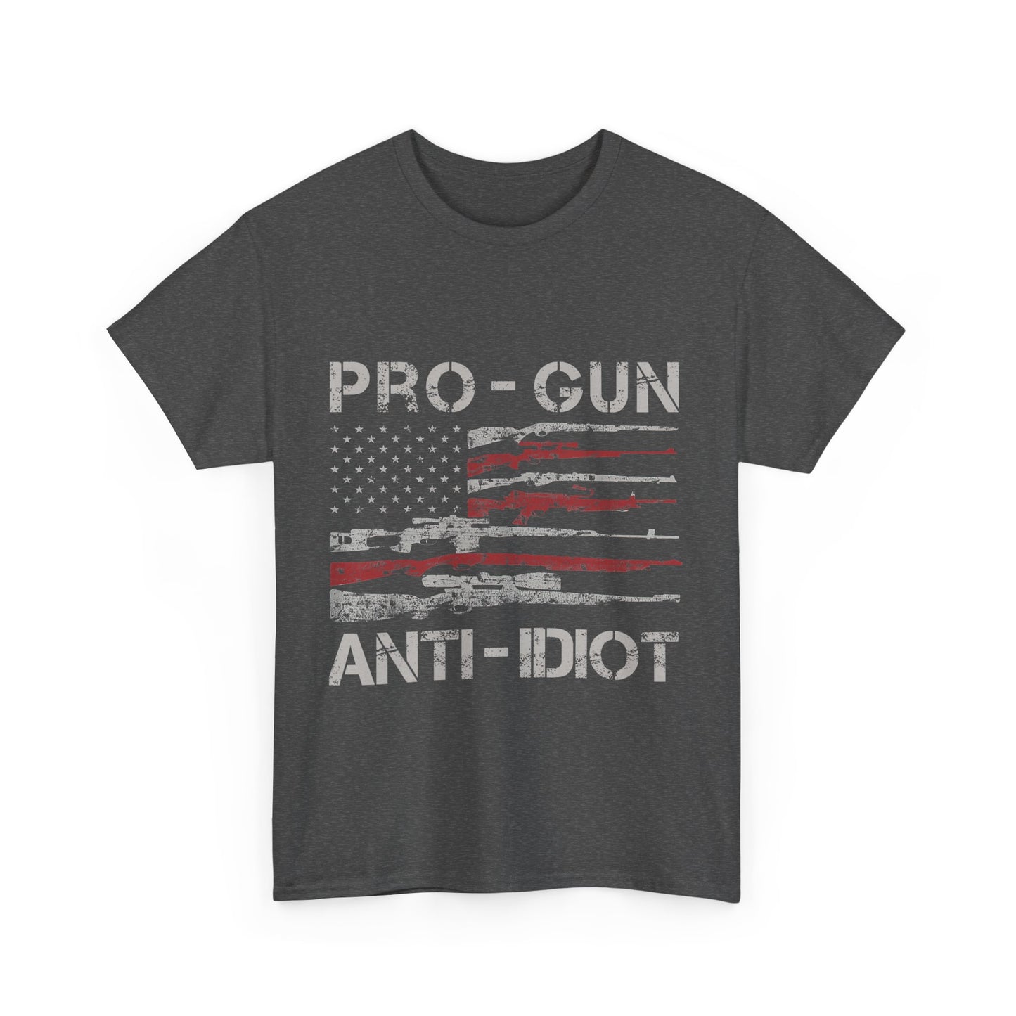 Pro-Gun, Anti-Idiot, Casual Wear, Freedom Apparel, Gift for Gun Enthusiasts, Patriotic T-Shirt, Unisex Heavy Cotton Tee